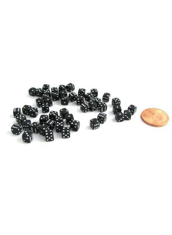 Koplow Games 50 Six Sided D6 5mm .197 Inch Die Small Tiny Mini Miniature Black Dice - Image 1