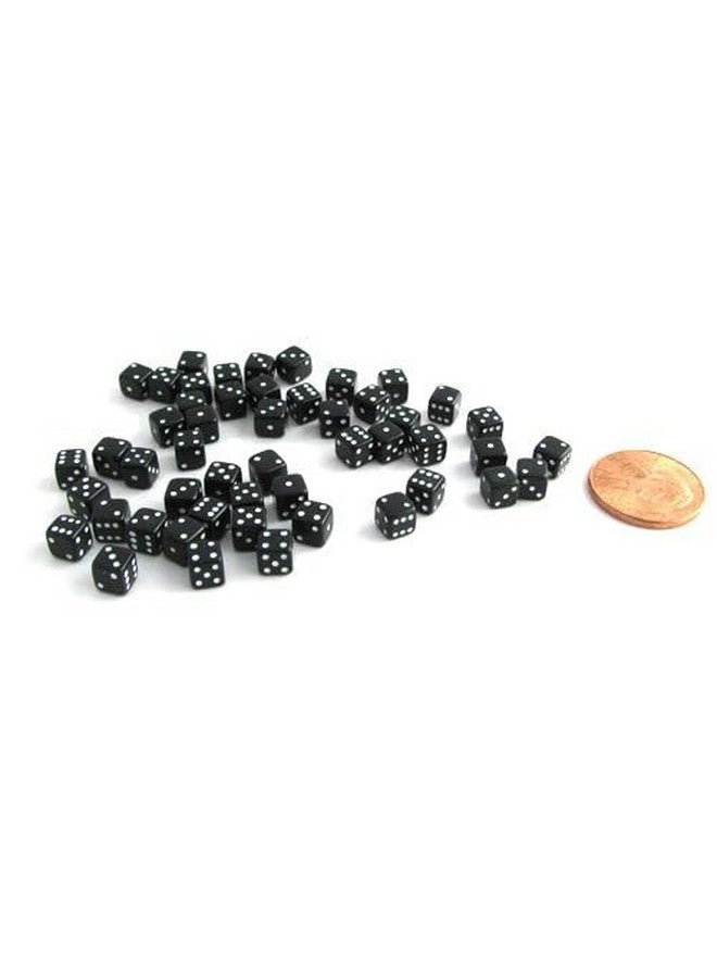 Koplow Games 50 Six Sided D6 5mm .197 Inch Die Small Tiny Mini Miniature Black Dice - Image 3