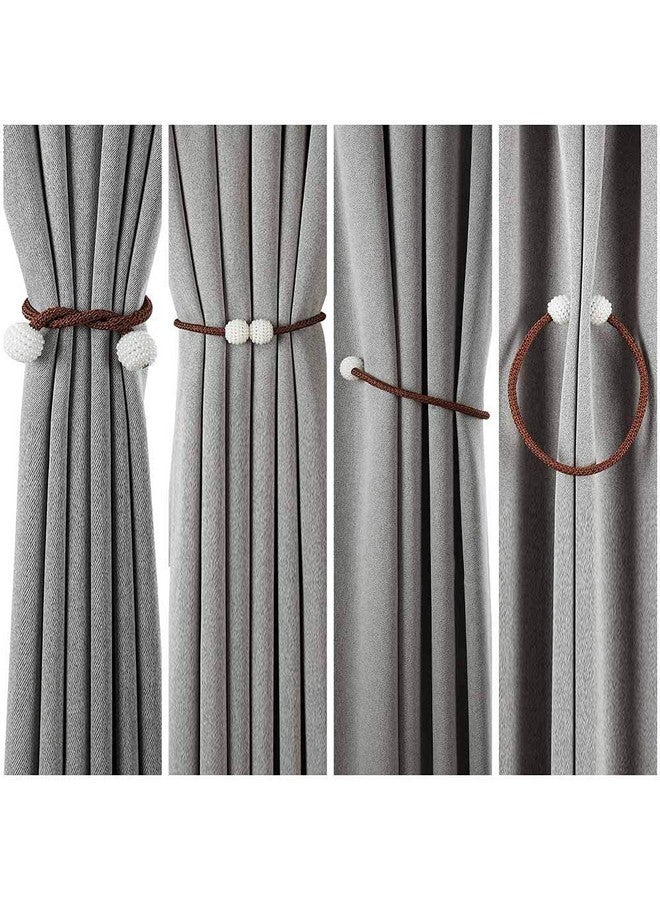 Home-Cloud رباط ستائر مغناطيسي HomeCloud - حبل زخرفي لستائر النوافذ باللون البني (1 زوج 2 قطعة) - Image 1
