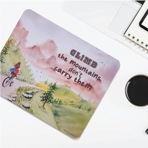 anujarusiya® Affirmation Mouse Pad 3mm | Climb The Mountain Quote | Non-Slip Rubber Base | 19x23 cm | Motivational Desk Accessory | Digital Print | Gift for Students, Women for Office Desk - Image 5