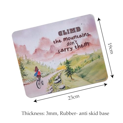 anujarusiya® Affirmation Mouse Pad 3mm | Climb The Mountain Quote | Non-Slip Rubber Base | 19x23 cm | Motivational Desk Accessory | Digital Print | Gift for Students, Women for Office Desk - Image 3