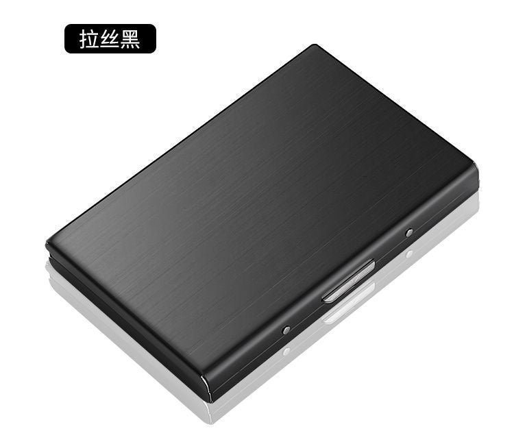 Multi-Slot Stainless Steel RFID-Blocking Wallet for Men Black 10 cards 