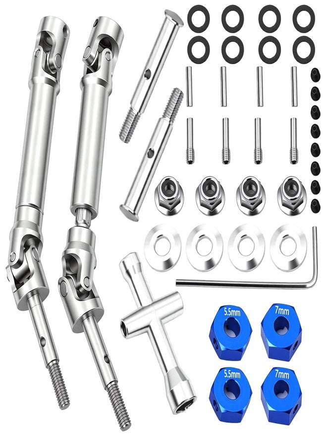 POLANTA Stainless Steel Rear Driveshaft CVD & Front Axles Kit for 1/10 Slash Rustler Stampede Hoss 2WD VXL Upgrades (Silver) - Image 3
