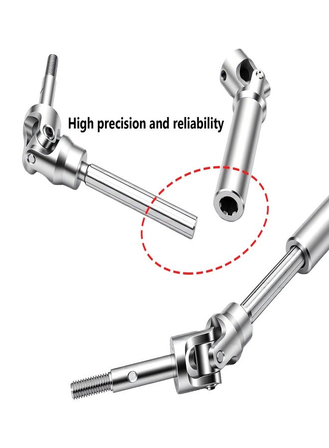 POLANTA Stainless Steel Rear Driveshaft CVD & Front Axles Kit for 1/10 Slash Rustler Stampede Hoss 2WD VXL Upgrades (Silver) - Image 4