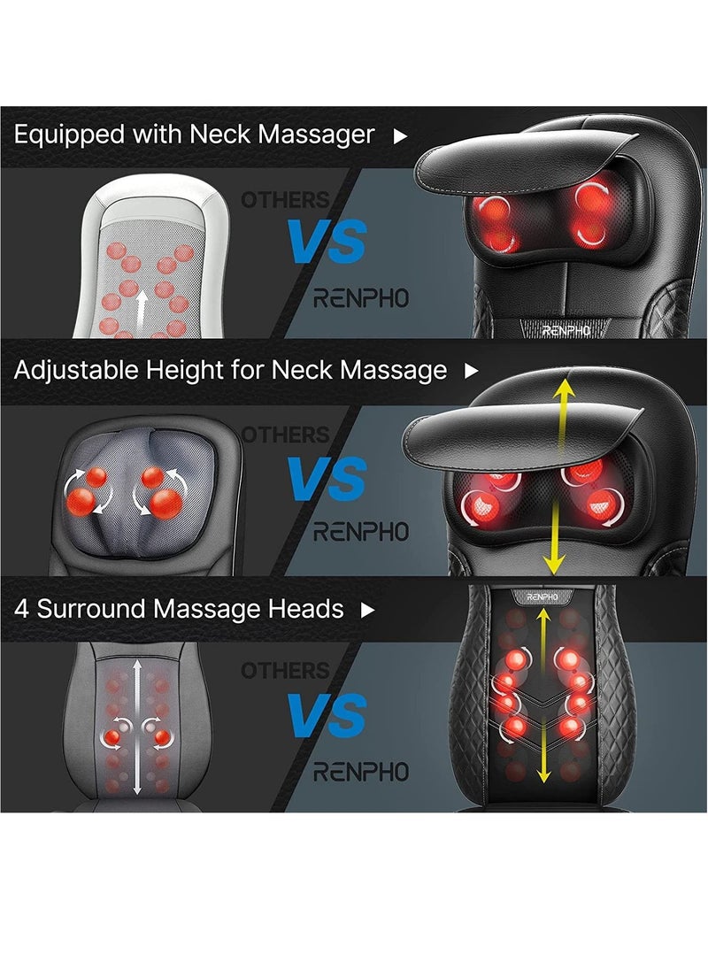 RENPHO - Shiatsu Back Massager For Chair, Massage Cushion With Heat- Black - Image 1