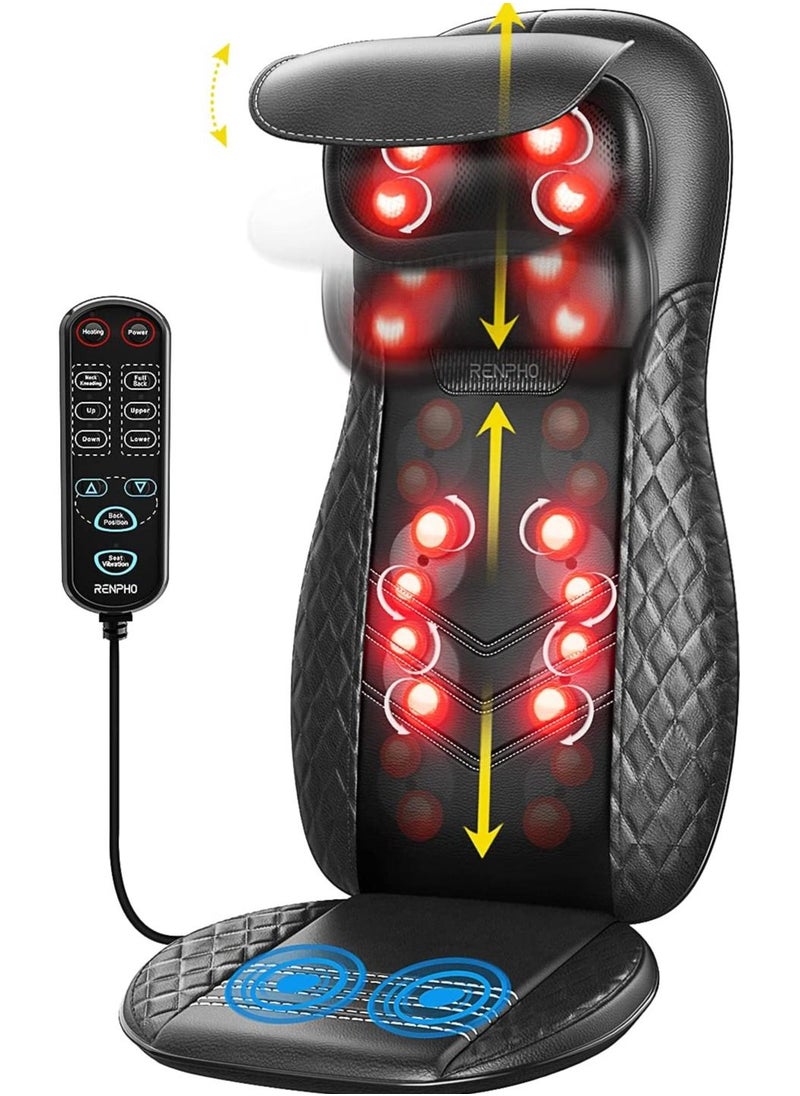 RENPHO - Shiatsu Back Massager For Chair, Massage Cushion With Heat- Black - Image 1