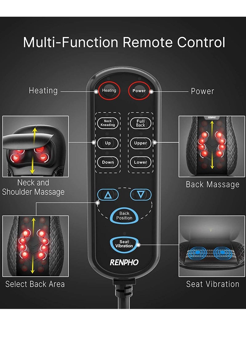 RENPHO - Shiatsu Back Massager For Chair, Massage Cushion With Heat- Black - Image 1