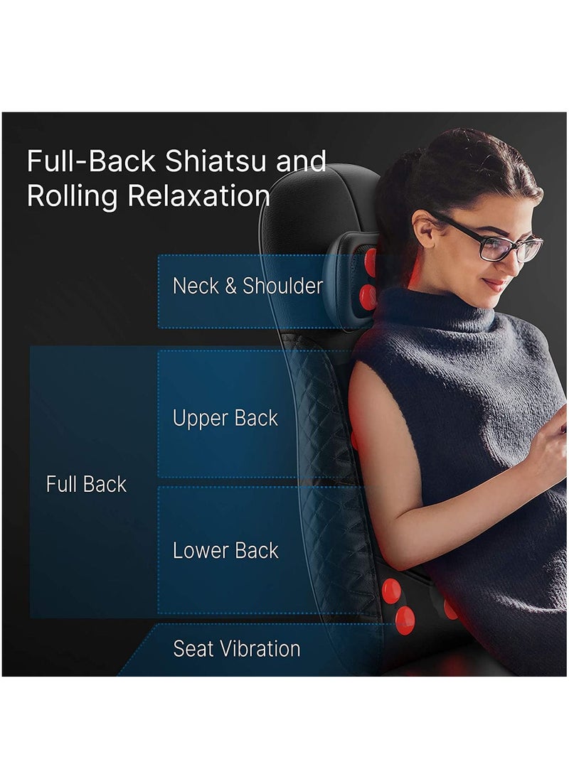 RENPHO - Shiatsu Back Massager For Chair, Massage Cushion With Heat- Black - Image 1