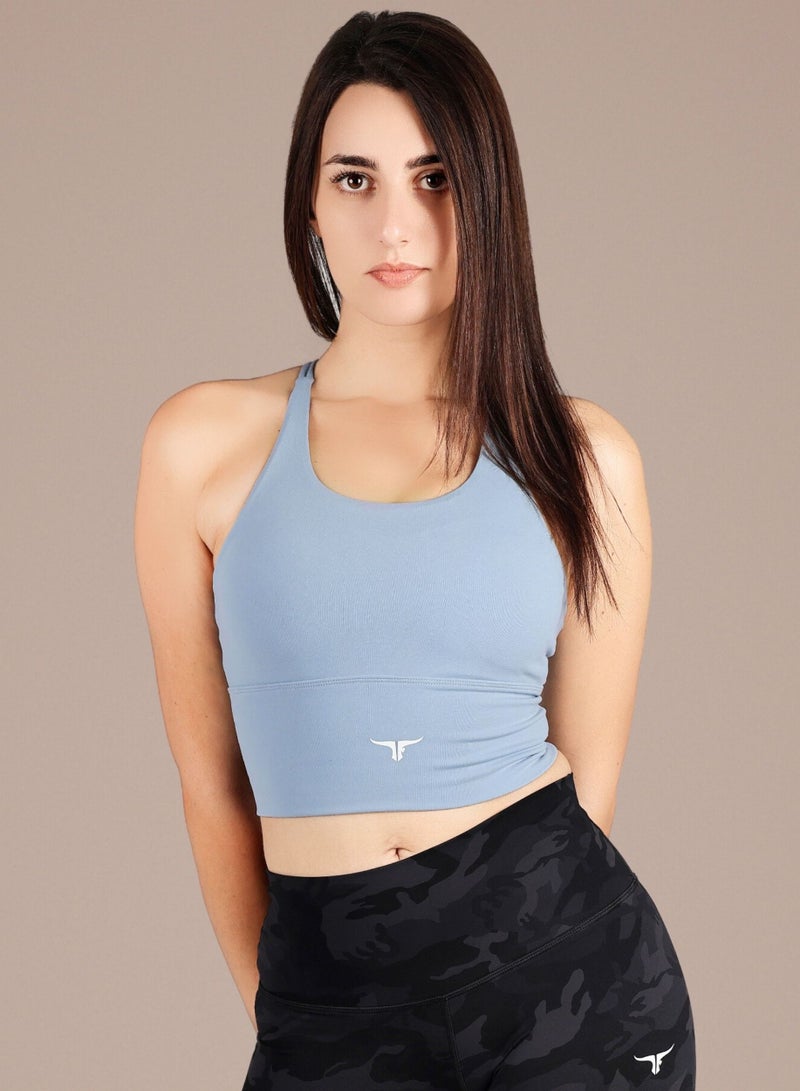 THUGFIT AeroFit High-intensity Long Line Sports Bra - Sky Blue - Image 1