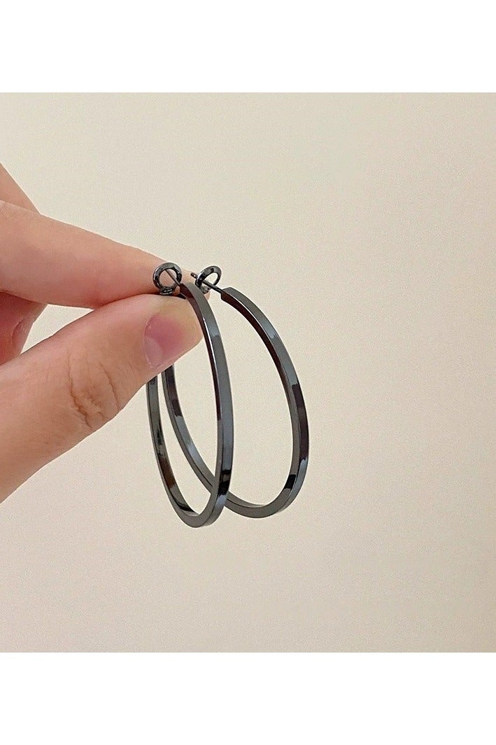 Goolsky Black Bold Hoop Earrings for Women – Edgy Statement Circle Ear Studs, Cool Punk Style, Trendy Small Brand Jewelry  - Image 4