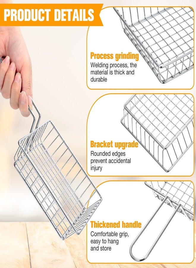 Potchen 12 Pack Mini French Fry Holders Bulk, 5.9 x 5.9 Inch French Fries Baskets with Handle, Mini Fry Serving Wire Baskets for Kitchen Restaurant and Party Table Use - Image 4