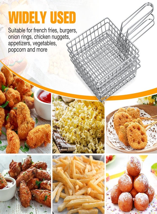Potchen 12 Pack Mini French Fry Holders Bulk, 5.9 x 5.9 Inch French Fries Baskets with Handle, Mini Fry Serving Wire Baskets for Kitchen Restaurant and Party Table Use - Image 3