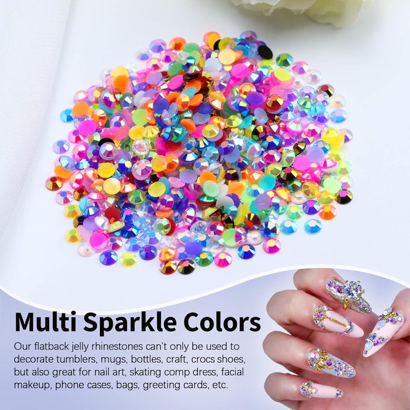 Briskbloom 3000PCS Resin Flatback Rhinestone, 2mm 3mm 4mm 5mm 6mm Topaz AB Flatback Jelly Resin Rhinestones for Tumblers, Mugs, Bottles, Craft Decoration, Loose Bling Glitter Gem Stone - Image 4