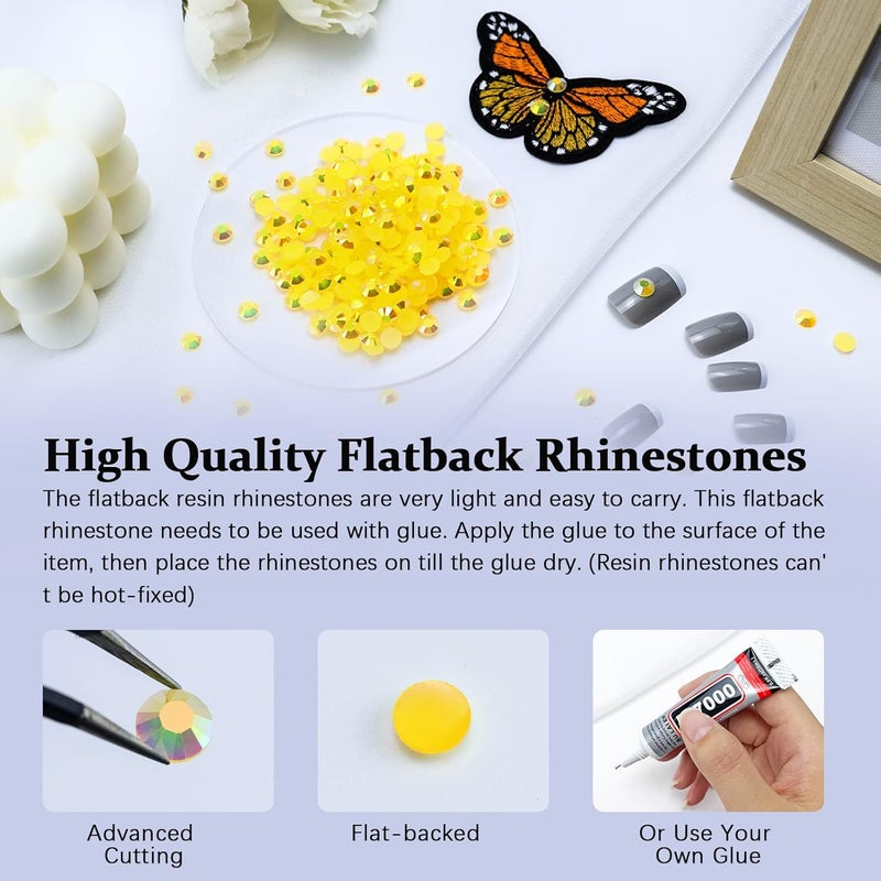 Briskbloom 3000PCS Resin Flatback Rhinestone, 2mm 3mm 4mm 5mm 6mm Topaz AB Flatback Jelly Resin Rhinestones for Tumblers, Mugs, Bottles, Craft Decoration, Loose Bling Glitter Gem Stone - Image 3