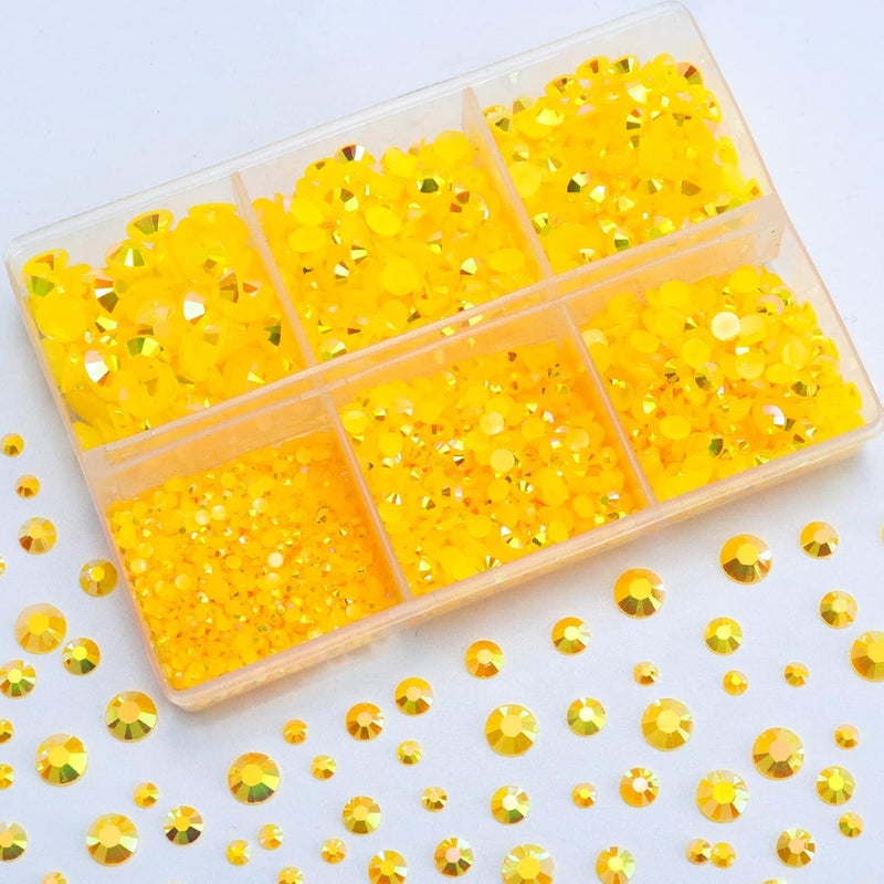 Briskbloom 3000PCS Resin Flatback Rhinestone, 2mm 3mm 4mm 5mm 6mm Topaz AB Flatback Jelly Resin Rhinestones for Tumblers, Mugs, Bottles, Craft Decoration, Loose Bling Glitter Gem Stone - Image 1