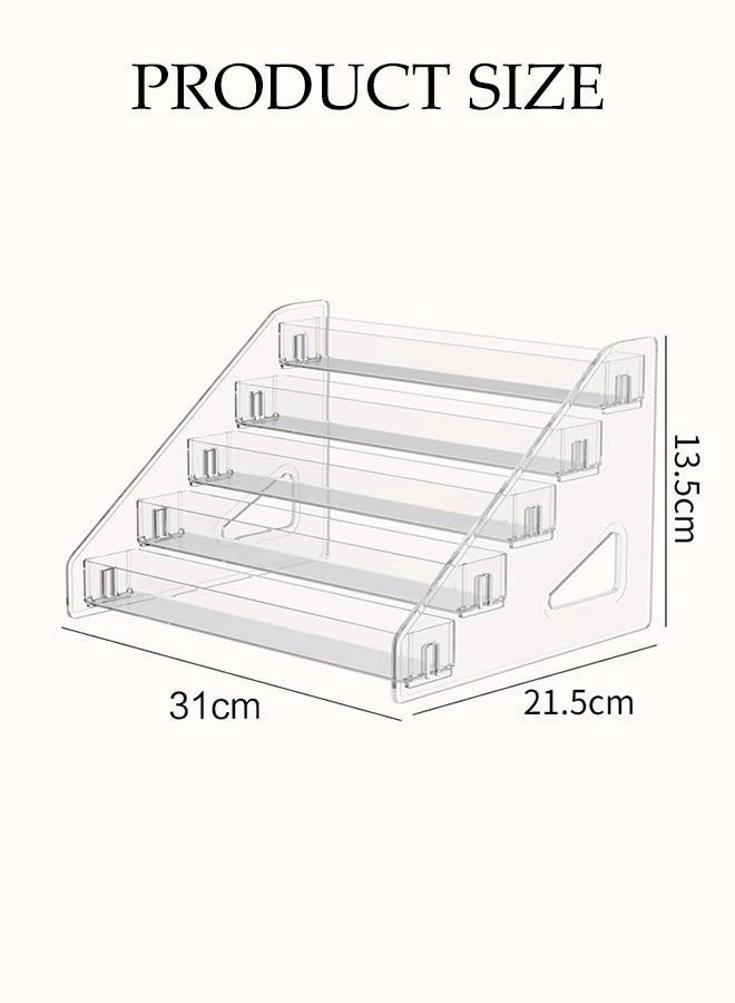 DUNISO 5 Layers Nail Polish Organizer, Clear Acrylic Display Stand,Multi-Functional Cosmetic storage rack,  Makeup Storage Holder Suitable For Eyeshadow ,Palette, Perfume and more - Image 2