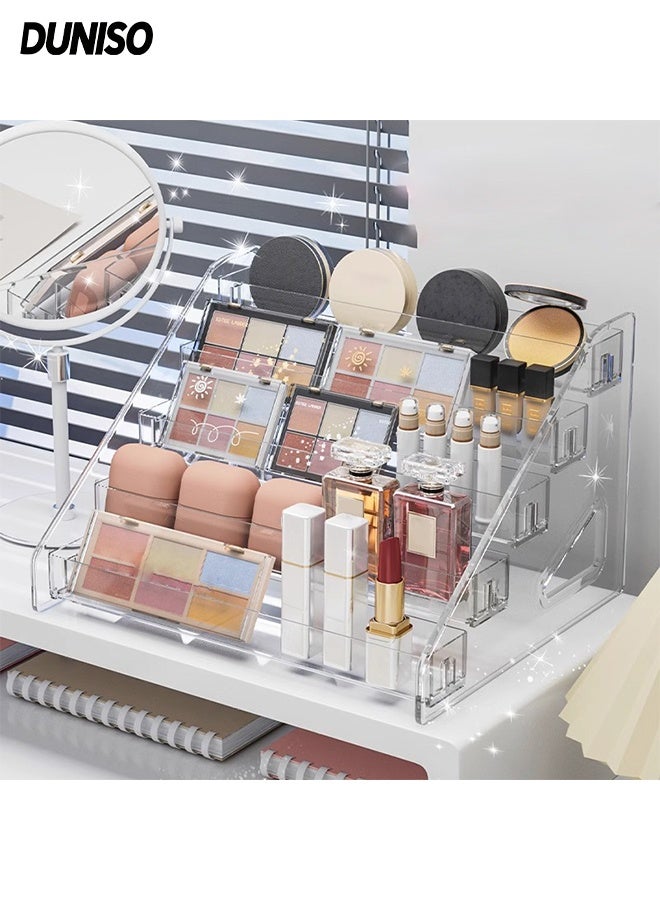 DUNISO 5 Layers Nail Polish Organizer, Clear Acrylic Display Stand,Multi-Functional Cosmetic storage rack,  Makeup Storage Holder Suitable For Eyeshadow ,Palette, Perfume and more - Image 1