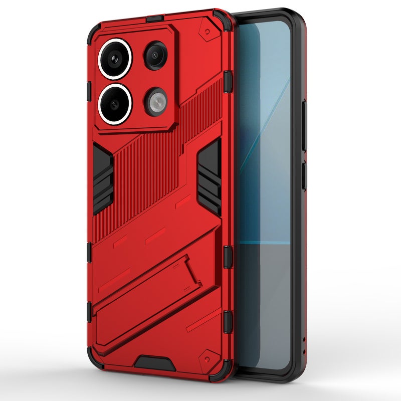 HuHa Protective Cover For Xiaomi Redmi Note 13 Pro+ 5G Punk Armor 2 in 1 PC + TPU Phone Case(Red) - Image 1