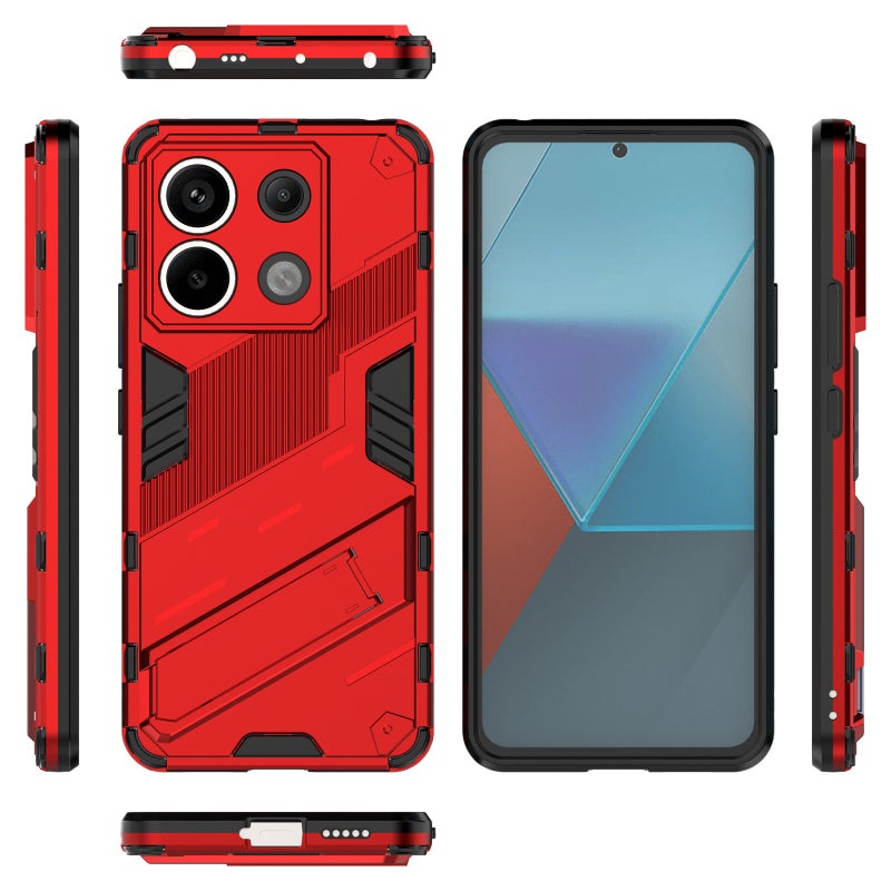 HuHa Protective Cover For Xiaomi Redmi Note 13 Pro+ 5G Punk Armor 2 in 1 PC + TPU Phone Case(Red) - Image 3