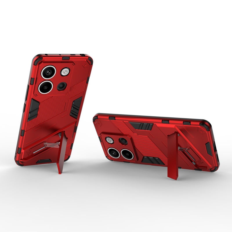 HuHa Protective Cover For Xiaomi Redmi Note 13 Pro+ 5G Punk Armor 2 in 1 PC + TPU Phone Case(Red) - Image 4