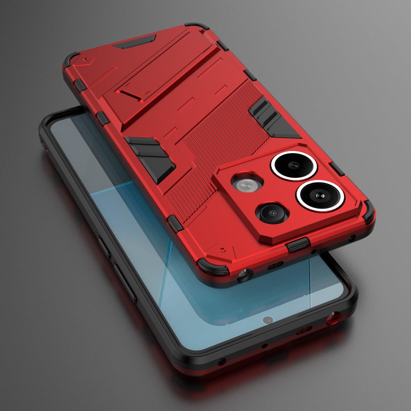 HuHa Protective Cover For Xiaomi Redmi Note 13 Pro+ 5G Punk Armor 2 in 1 PC + TPU Phone Case(Red) - Image 2
