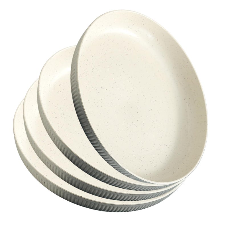 Takositio Takositio Wheat Straw Plate Plastic Plates Reusable Microwave Safe Dish Kids Plates Unbreakable Dinner Dish Set Camping Plate Lightweight Dish for Kitchen Cream Pack of 4 - Image 1
