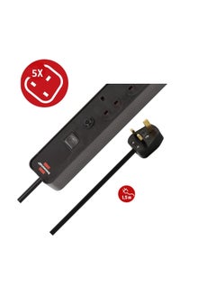 Brennenstuhl Brennenstuhl Ecolor 5-way extension lead in polished black (1,5m cable, On/Off switch, 5 connectors)  - Image 3