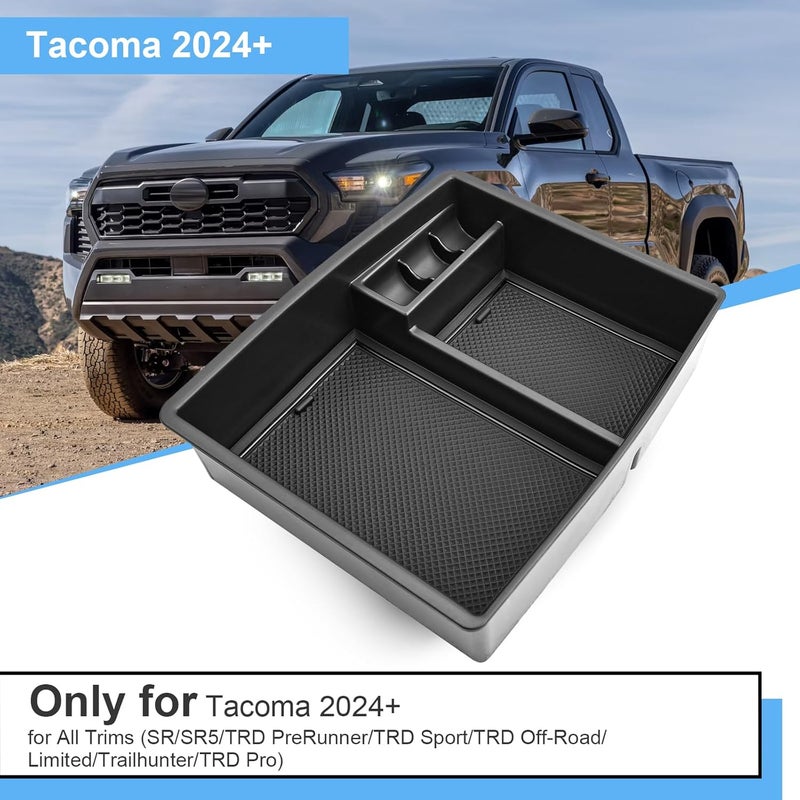 Coleya منظم لوحة التحكم الوسطى لسيارة تويوتا تاكوما لعام 2024، مناسب لطرازات PreRunner/SR5/TRD Off-Road/TRD Sport/TRD Pro/Trailhunter، مصنوع من بلاستيك ABS متين؛ إضافة لحافة لمقبض الوحدة التحكم باللون الأسود. - Image 2