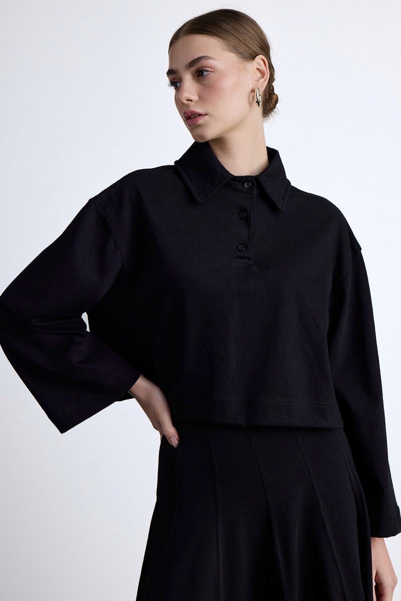 Manuka Premium Knitted Oversize Blouse Black  - Image 1