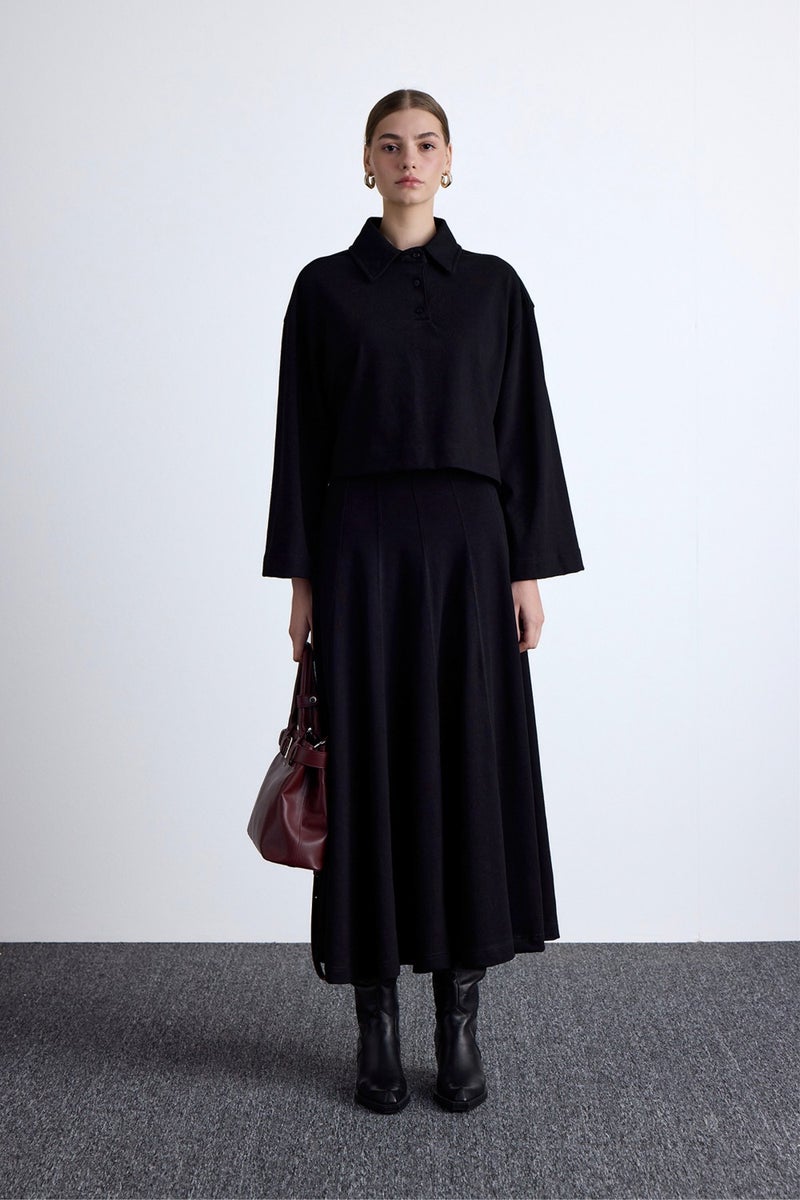 Manuka Premium Knitted Oversize Blouse Black  - Image 2