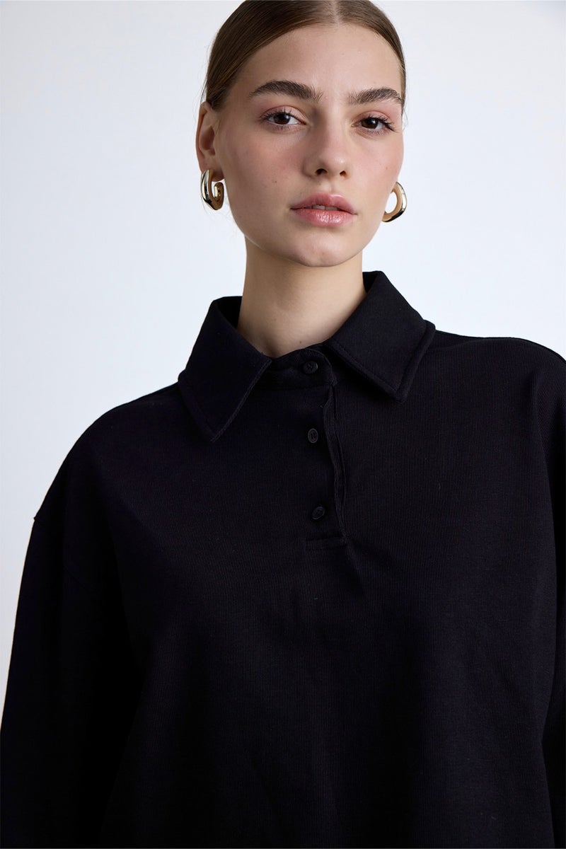 Manuka Premium Knitted Oversize Blouse Black  - Image 3