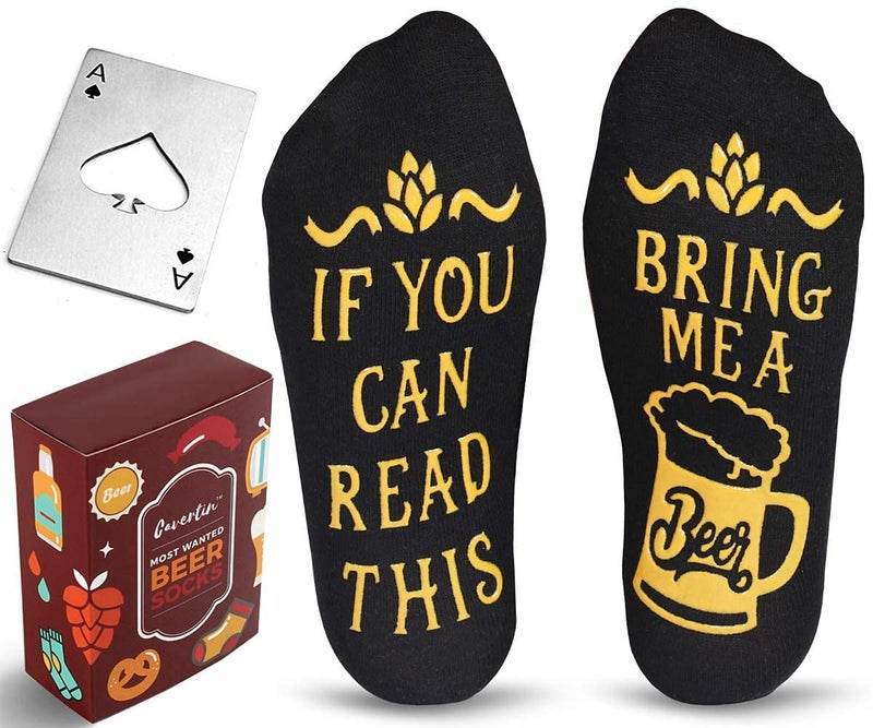 Cavertin Cavertin Novelty Beer Socks and Bottle Opener Fathers Day Beer Gifts for Men 