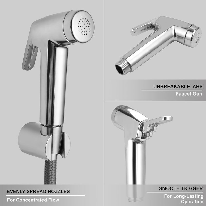 Waterman Opal Health Faucet ABS Material with 1125 Mtr Fibre Nylon Hose Pipe and Hook Jet Spray for Toilet Bidet Sprayer Health Faucet for Toilet Gun Handheld Faucet Toilet - Image 3