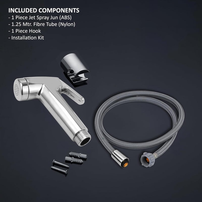 Waterman Opal Health Faucet ABS Material with 1125 Mtr Fibre Nylon Hose Pipe and Hook Jet Spray for Toilet Bidet Sprayer Health Faucet for Toilet Gun Handheld Faucet Toilet - Image 2