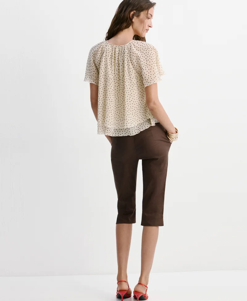 Mango Bow Polka-Dot Blouse