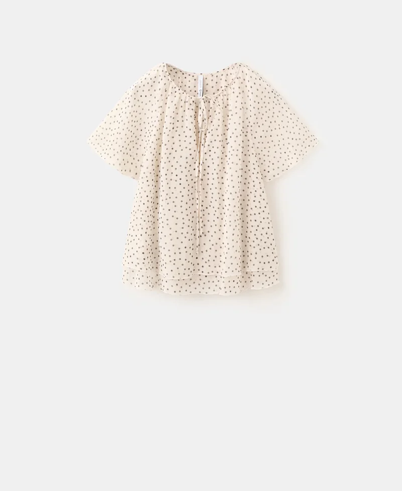 Mango 02-OFFWHITE Bow Polka-Dot Blouse for Women | Best Price UAE
