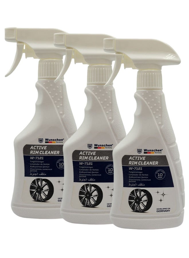 Wunscher Combo 3 PCS Wunscher Germany Active Rim Cleaner W-7121 (380ml) Powerful Wheel & Alloy Cleaner Spray Removes Brake Dust, Rust & Iron Deposits, Restores Shine in 10 Minutes - Image 1