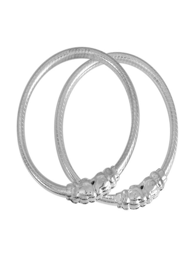 morir Silver Plated Plain Fixed Size Kada Nazaria/Nazariya Bracelet Jewellery for Baby Girl & Boys (Upto 1 Years) - Image 1