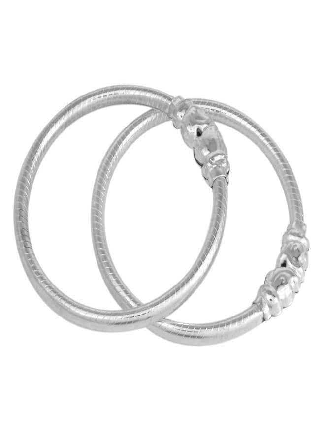 morir Silver Plated Plain Fixed Size Kada Nazaria/Nazariya Bracelet Jewellery for Baby Girl & Boys (Upto 1 Years) - Image 2