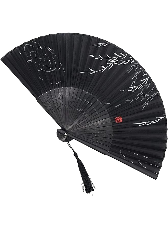 erorex Foldable Fan Handheld Fabric Bamboo Fan Vintage Style Hand Held Folding Fans For Party Wedding Dancing Decoration - Image 1