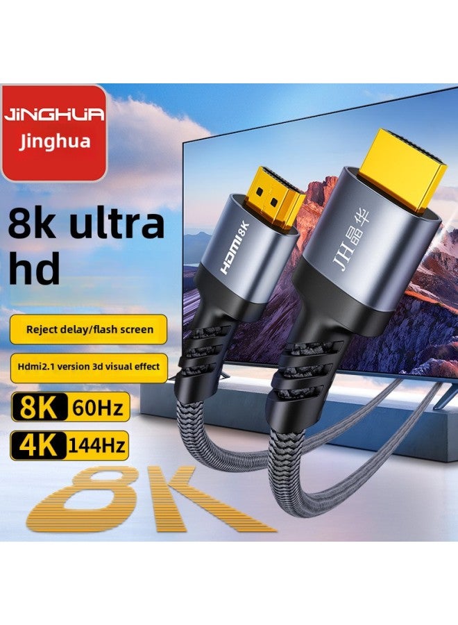 Jinghua 2.1HDMI Cable 8K Cotton Edition 60hz Connection Display Projector Notebook With Shielded HD Cable-Color:Hd Hd Line V2.1 Version 8k Two-color Version-Line Length:2m - Image 2