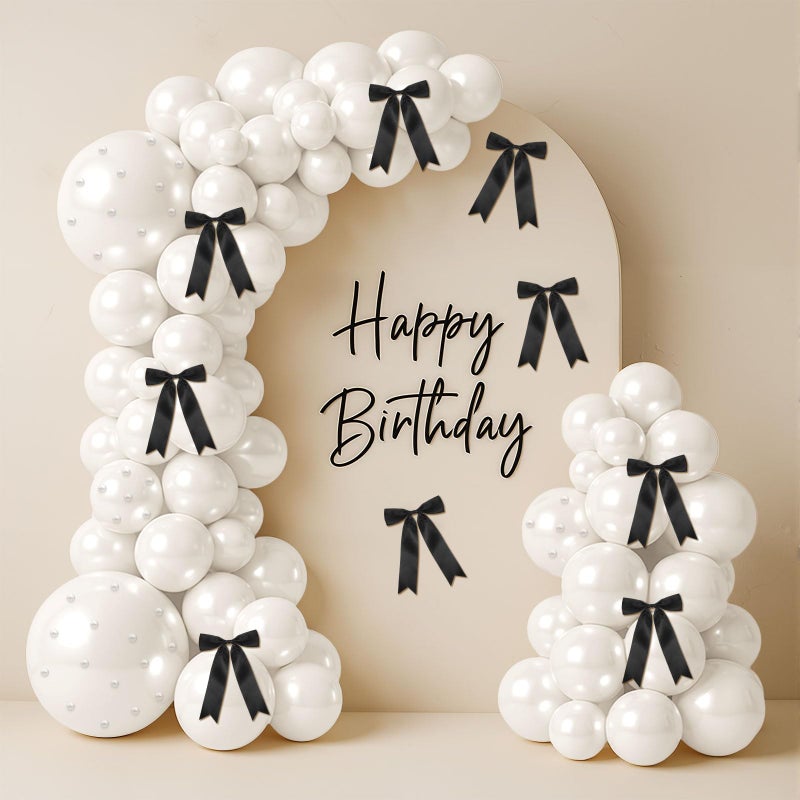 Charnoel Pearl White Balloon Garland Arch Kit 153 Pcs Garland Balloon Bow Pearl Sticker Party Decor for Wedding Bridal Engagement Coquette Birthday Party Decorations - Image 3