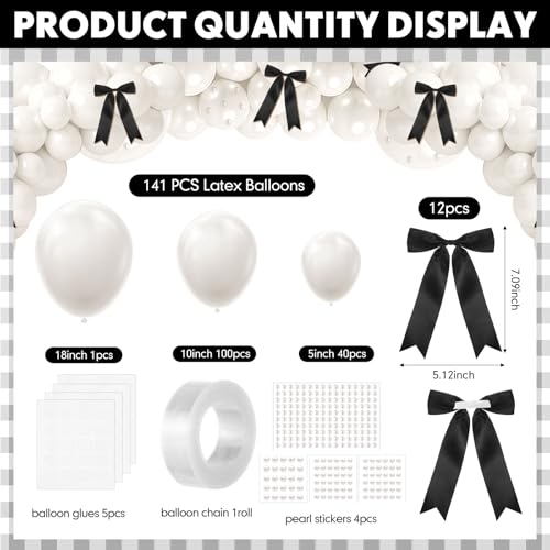 Charnoel Pearl White Balloon Garland Arch Kit 153 Pcs Garland Balloon Bow Pearl Sticker Party Decor for Wedding Bridal Engagement Coquette Birthday Party Decorations - Image 5