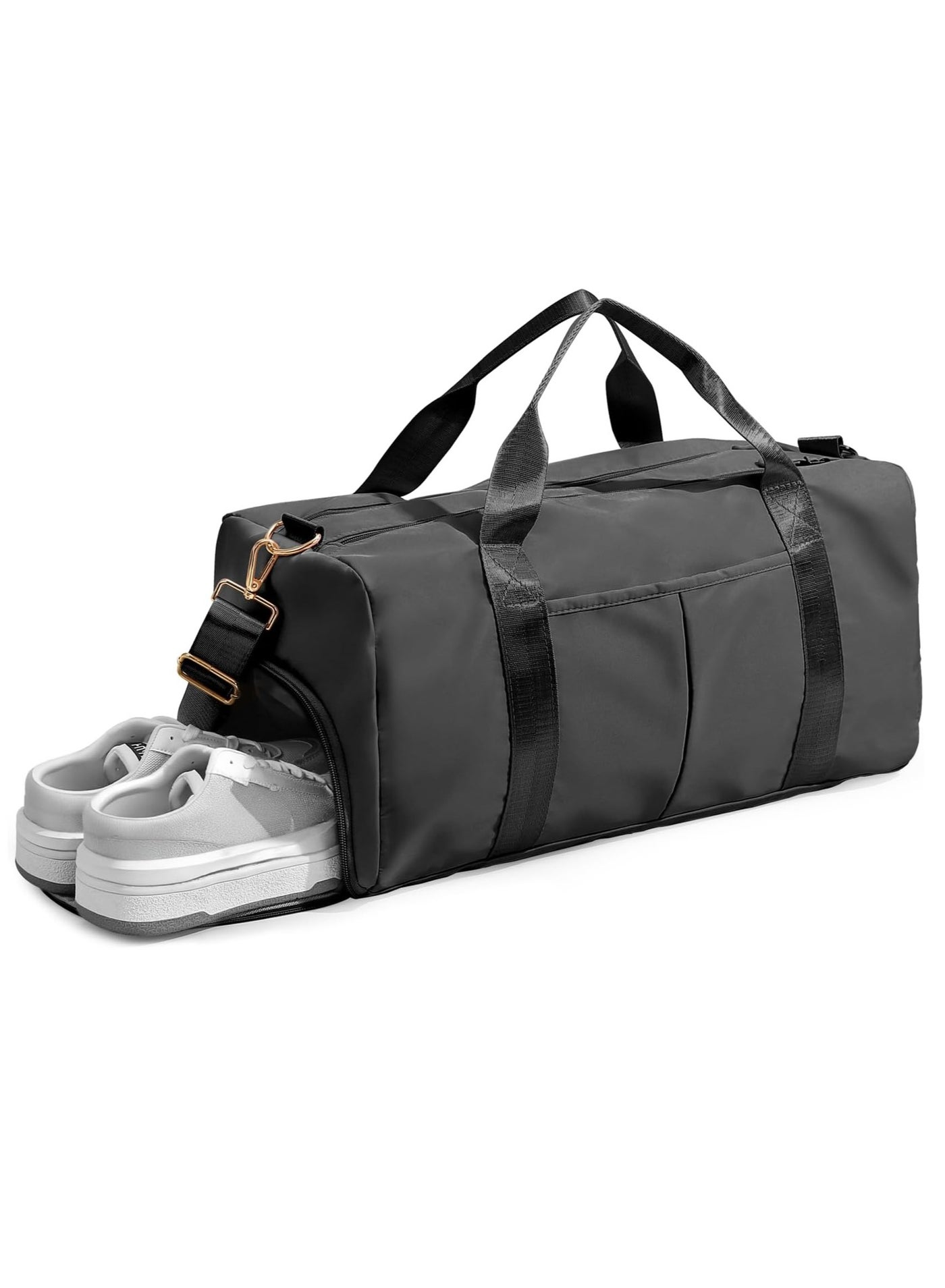 Travel Gym Bags for Men Women, Foldable Sports Bag with Shoes Compartment, Dry Wet Separated,Waterproof Duffel Bag for Swimming/Weekender/Overnight/Athletic/Beach(Black)