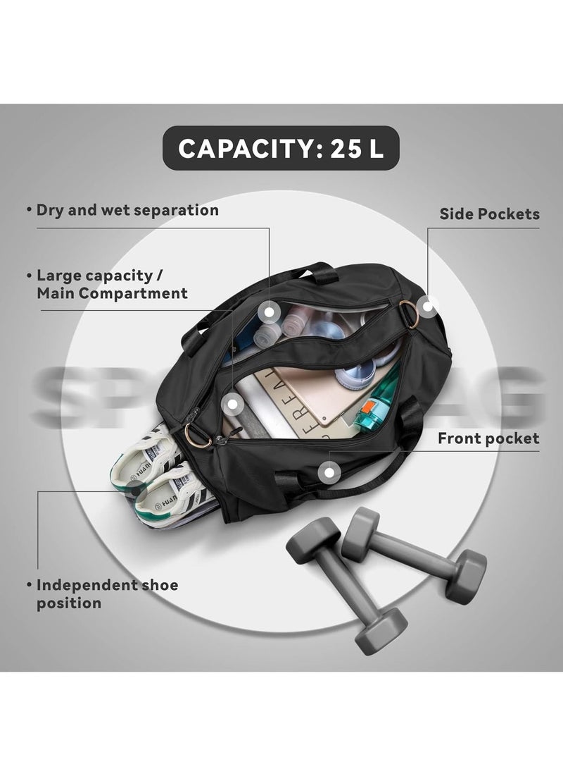 LIMOS Travel Gym Bags for Men Women, Foldable Sports Bag with Shoes Compartment, Dry Wet Separated,Waterproof Duffel Bag for Swimming/Weekender/Overnight/Athletic/Beach(Black) - Image 5