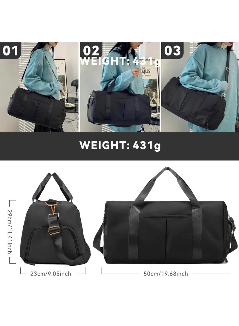 LIMOS Travel Gym Bags for Men Women, Foldable Sports Bag with Shoes Compartment, Dry Wet Separated,Waterproof Duffel Bag for Swimming/Weekender/Overnight/Athletic/Beach(Black) - Image 2