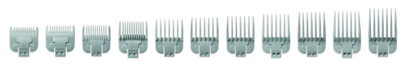 Andis Snap-On Blade Attachment Combs - Suitable for Hair Clipper Trimmer, Professional Use, Easy Clean, Long-Lasting - Sizes, 0", 0.5", 1", 1.5", 2", 3", 4", 5", 6", 7", 8" - 11/Piece Set, Gray - Image 1