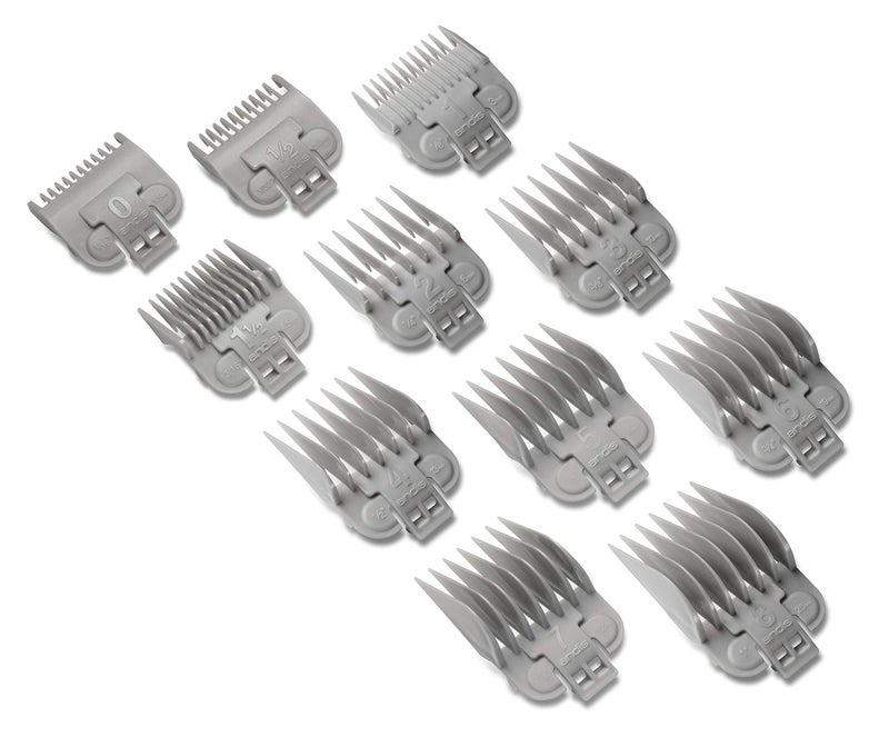 Andis Snap-On Blade Attachment Combs - Suitable for Hair Clipper Trimmer, Professional Use, Easy Clean, Long-Lasting - Sizes, 0", 0.5", 1", 1.5", 2", 3", 4", 5", 6", 7", 8" - 11/Piece Set, Gray - Image 2