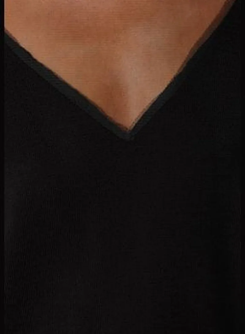 trendyol Black Transparent Sleeve Detailed Knitwear Sweater TWOAW24KZ00161
