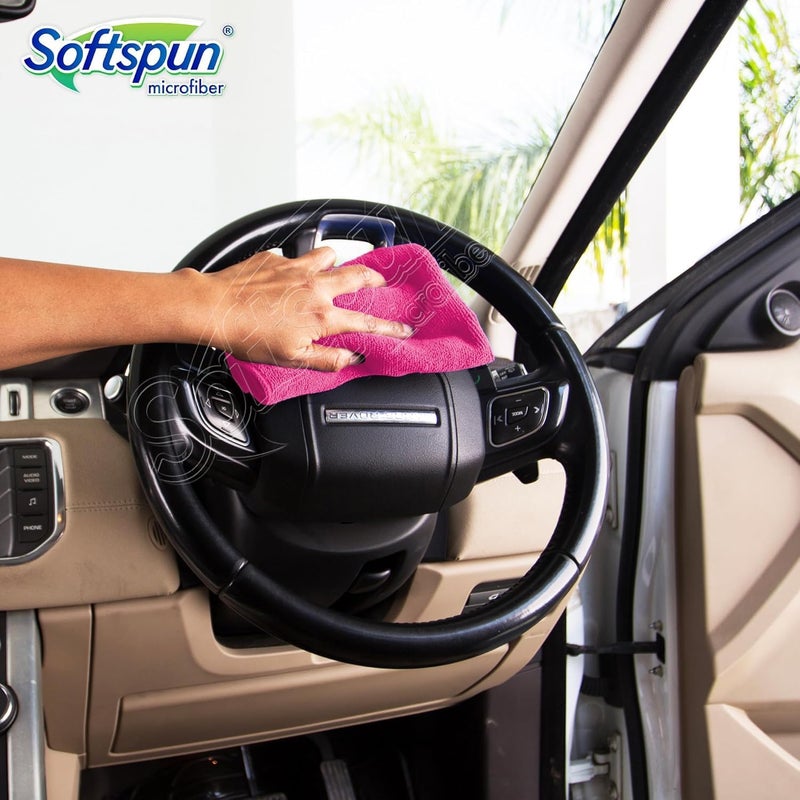SOFTSPUN Microfiber Cleaning Cloths, 10 pcs 30x35ms 280GSM Multi-Color Highly Absorbent, Lint and Streak Free, Multi - Purpose Wash Cloth for Kitchen, Car, Window, Stainless Steel… - Image 3